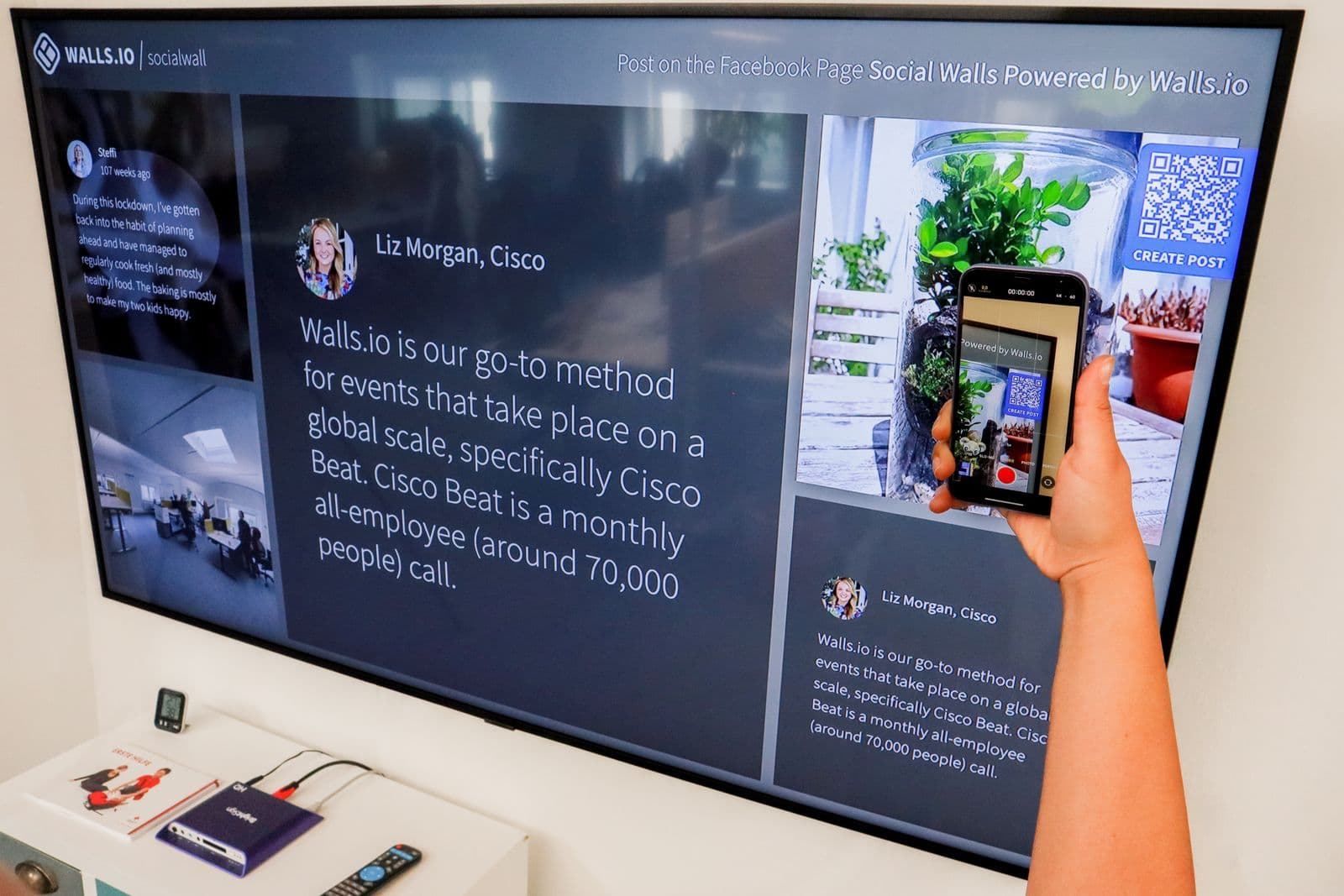 Guest scanning an event QR code with a smartphone